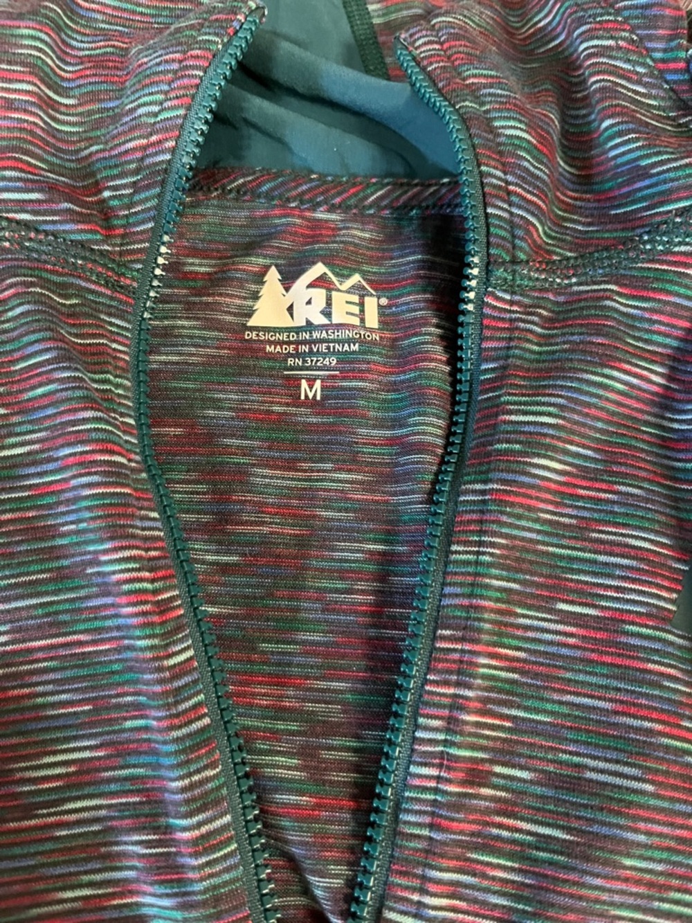 REI Women’s Hooded 1/4 Zip Performance Pullover Teal Multi Size M - Picture 3 of 9